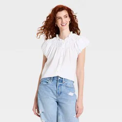 Women's Ruffle Short Sleeve Blouse - Universal Thread™ White S