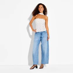 Women's Scarf Tube Top - Wild Fable™ White Polka Dots M