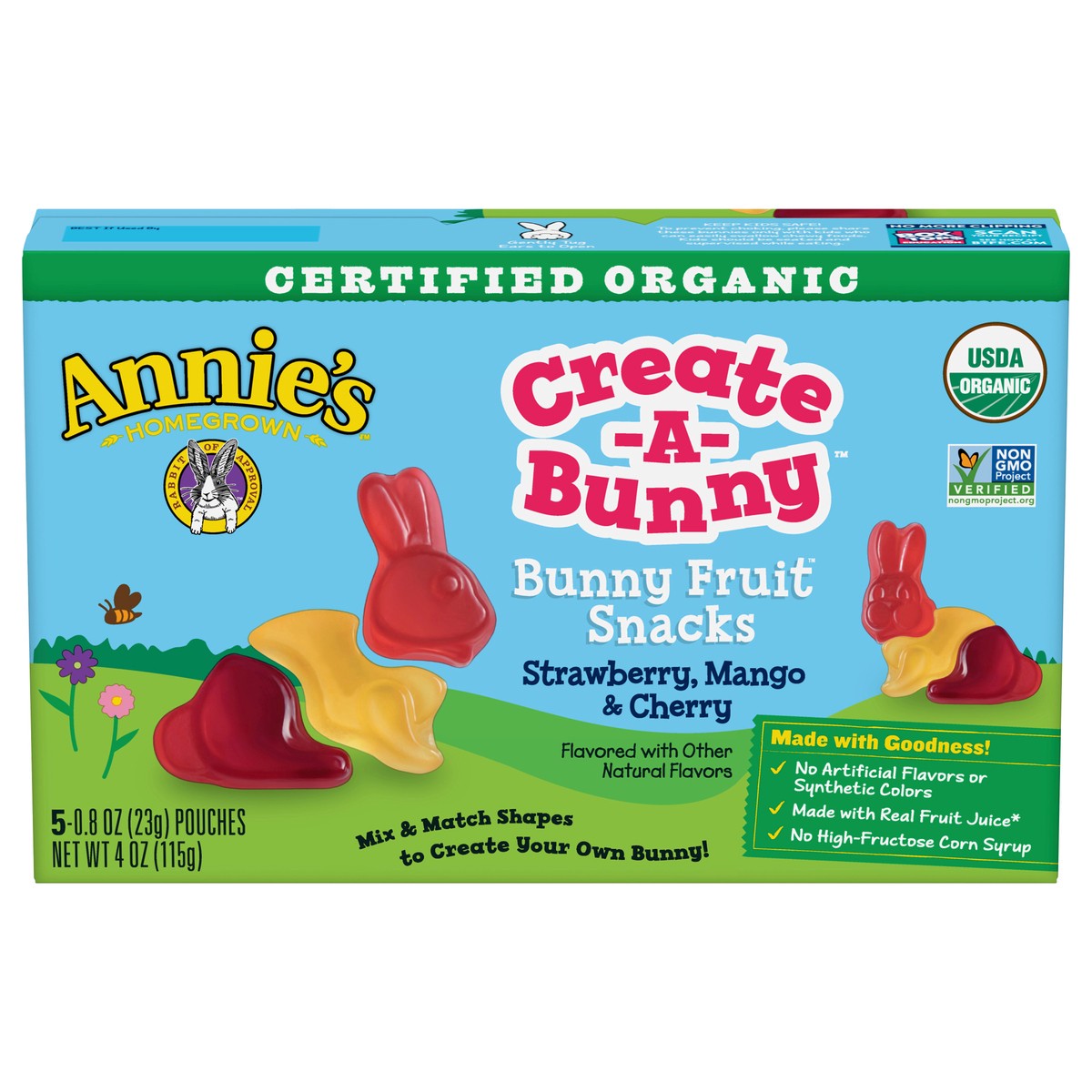 slide 4 of 13, Annie's Create-A-Bunny Strawberry, Mango & Cherry Bunny Fruit Snacks 5 ea, 5 ct