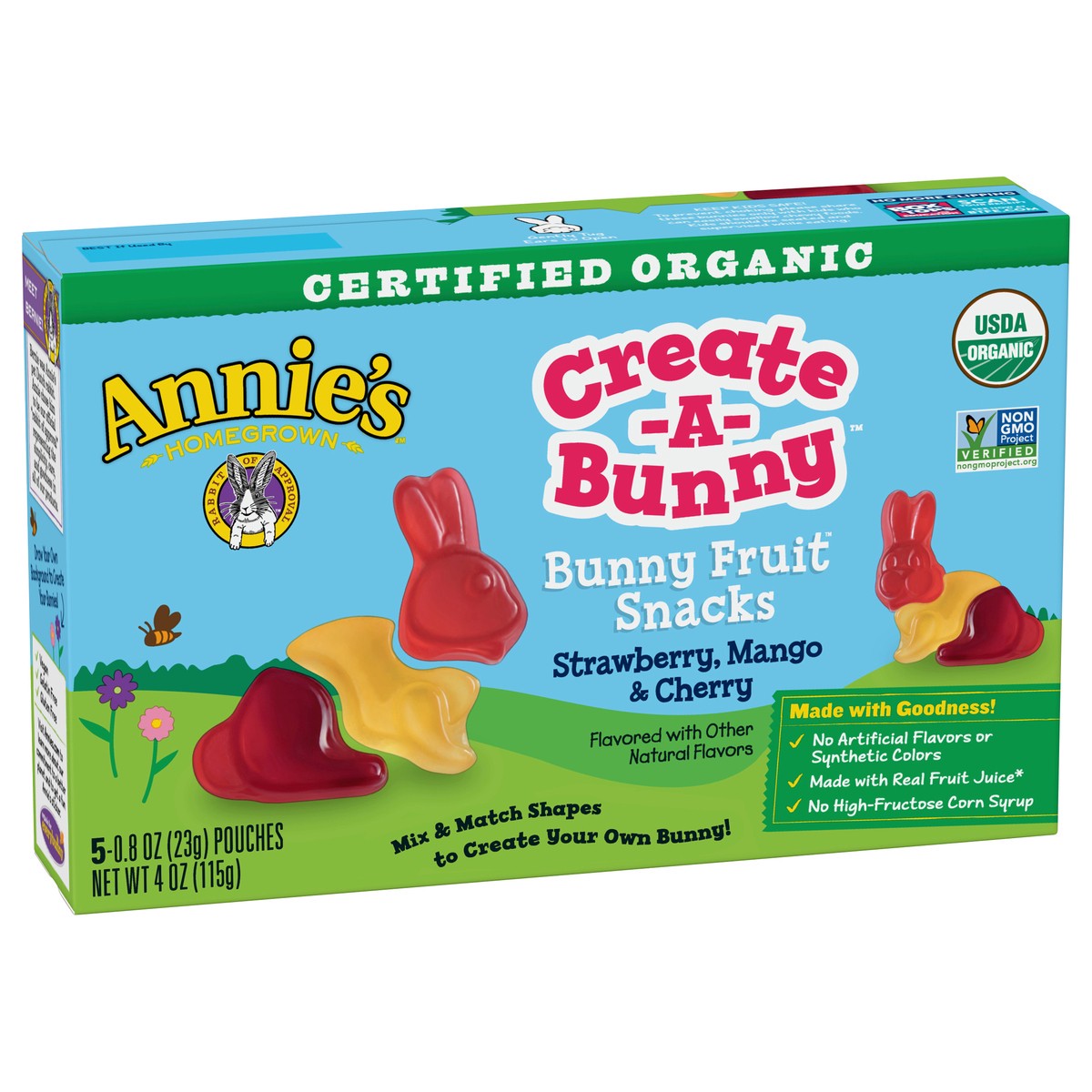 slide 5 of 13, Annie's Create-A-Bunny Strawberry, Mango & Cherry Bunny Fruit Snacks 5 ea, 5 ct