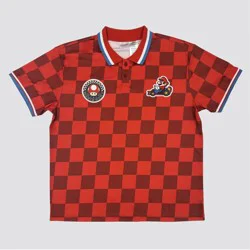 Super Mario Mario Kart Checkered Sport Polo: Mario - S