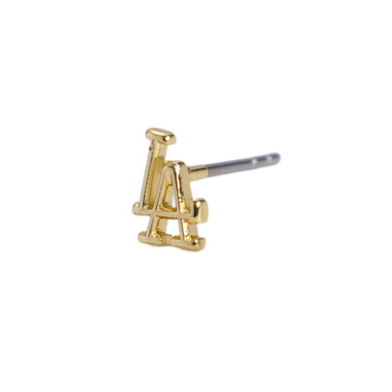 slide 1 of 2, Bijoux Sport by Luv Aj MLB Logo Stud Earrings "Los Angeles Dodgers" - Gold, 1 ct