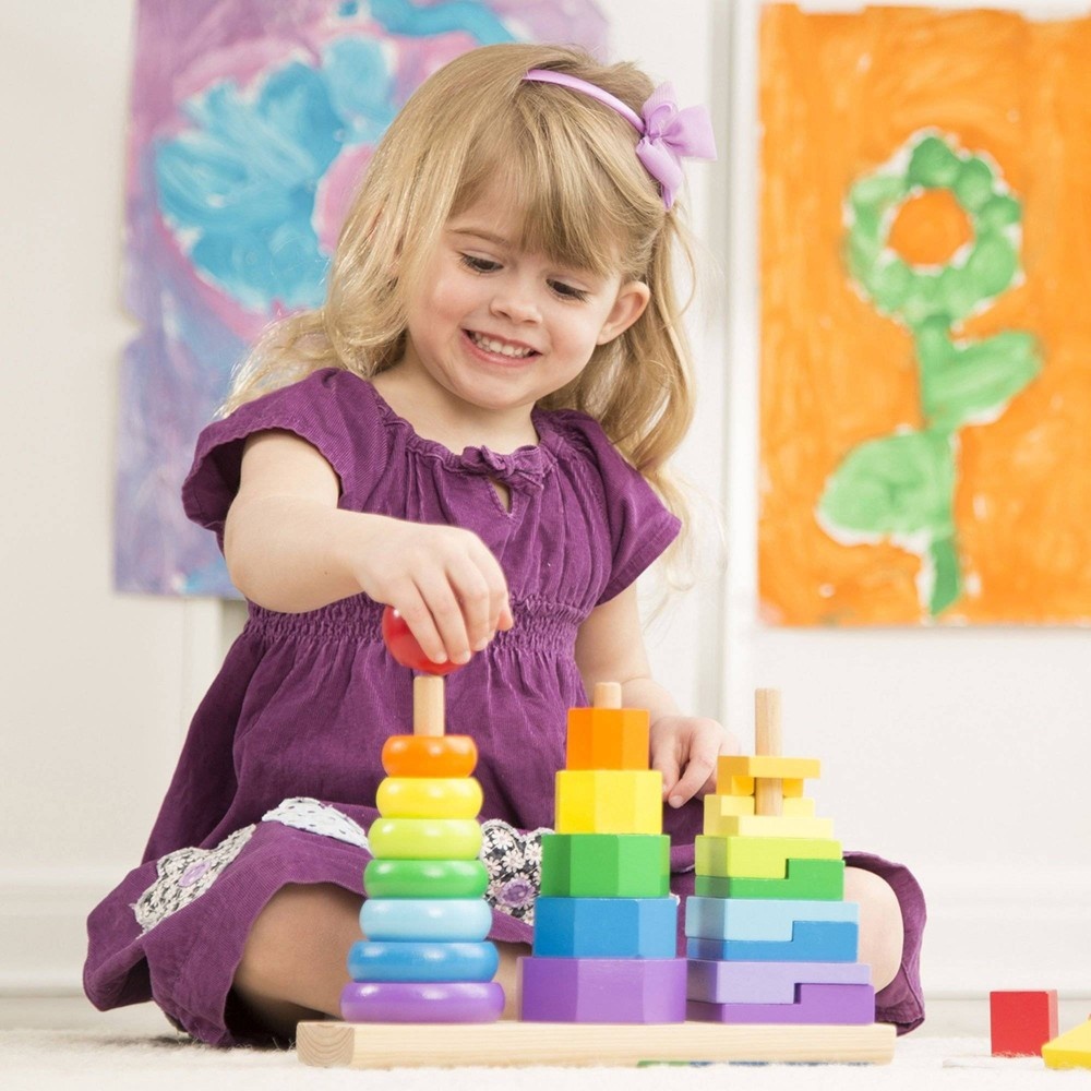 slide 3 of 6, Melissa & Doug Geometric Stacker - Wooden Educational Toy, 1 ct