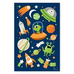 American Greetings Whimicial Outerspace Stickers for Kids, Aliens, Rockets, and Planets 50ct, 2 Sheets