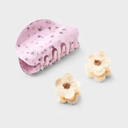 Girls' Flower Hair Clip Set 3pc Pink/Cream - Cat & Jack™