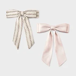 Girls' Floral Bow Hair Barrette 2pc Cream/Pink - Cat & Jack™