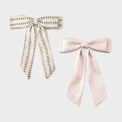 Girls' Floral Bow Hair Barrette 2pc Cream/Pink - Cat & Jack™