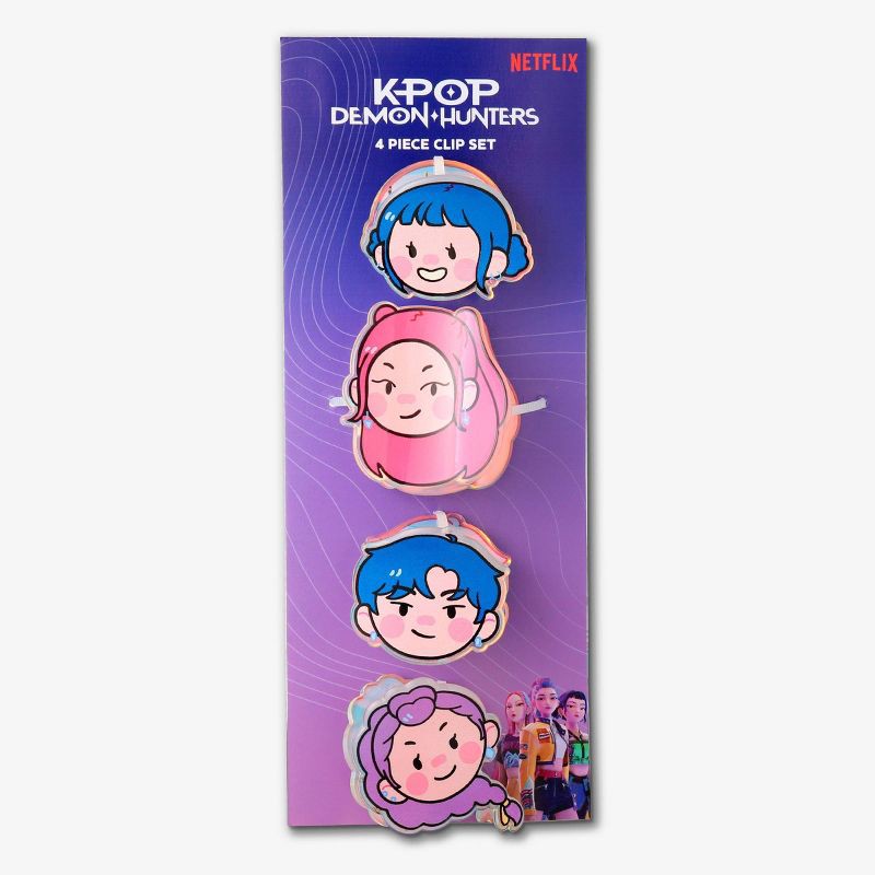 slide 1 of 3, Girls' 4pk Mini Clip Set - KPop Demon Hunters, 4 ct