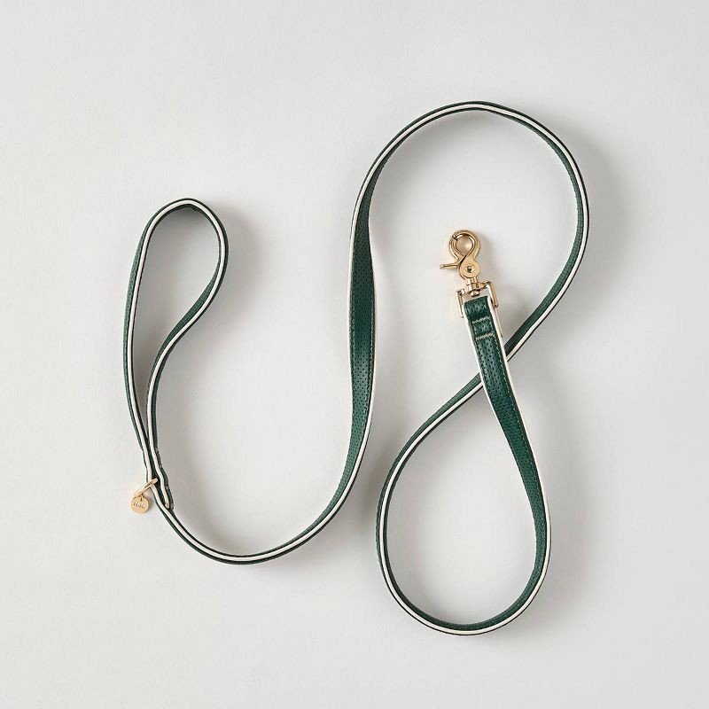 slide 1 of 6, Hooray House 5' Leash - Pierced Pleather Green, 1 ct