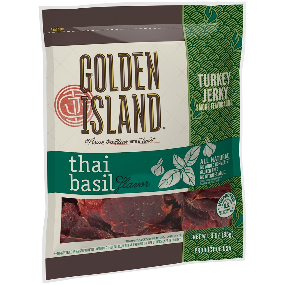 slide 4 of 6, Golden Island Jerky Thai Basil Turkey, 3 oz