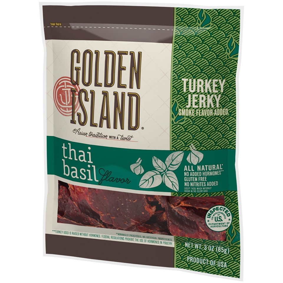 slide 5 of 6, Golden Island Jerky Thai Basil Turkey, 3 oz