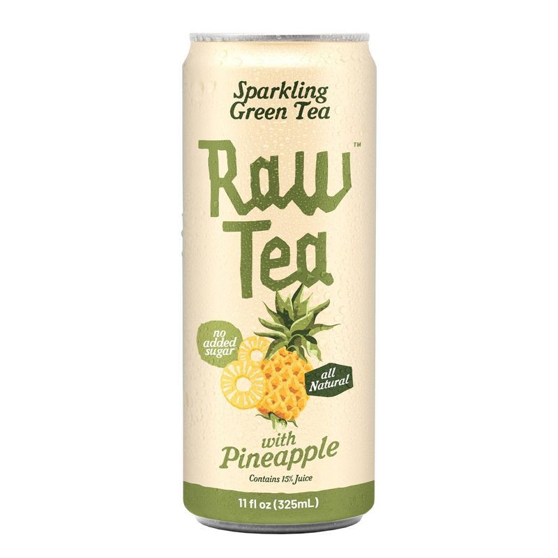 slide 1 of 5, Raw Tea Sparkling Green Tea with Pineapple Juice - 11 fl oz Can, 11 fl oz