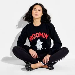 Women's Moomin Fleece Graphic Pullover Sweatshirt - Black XS