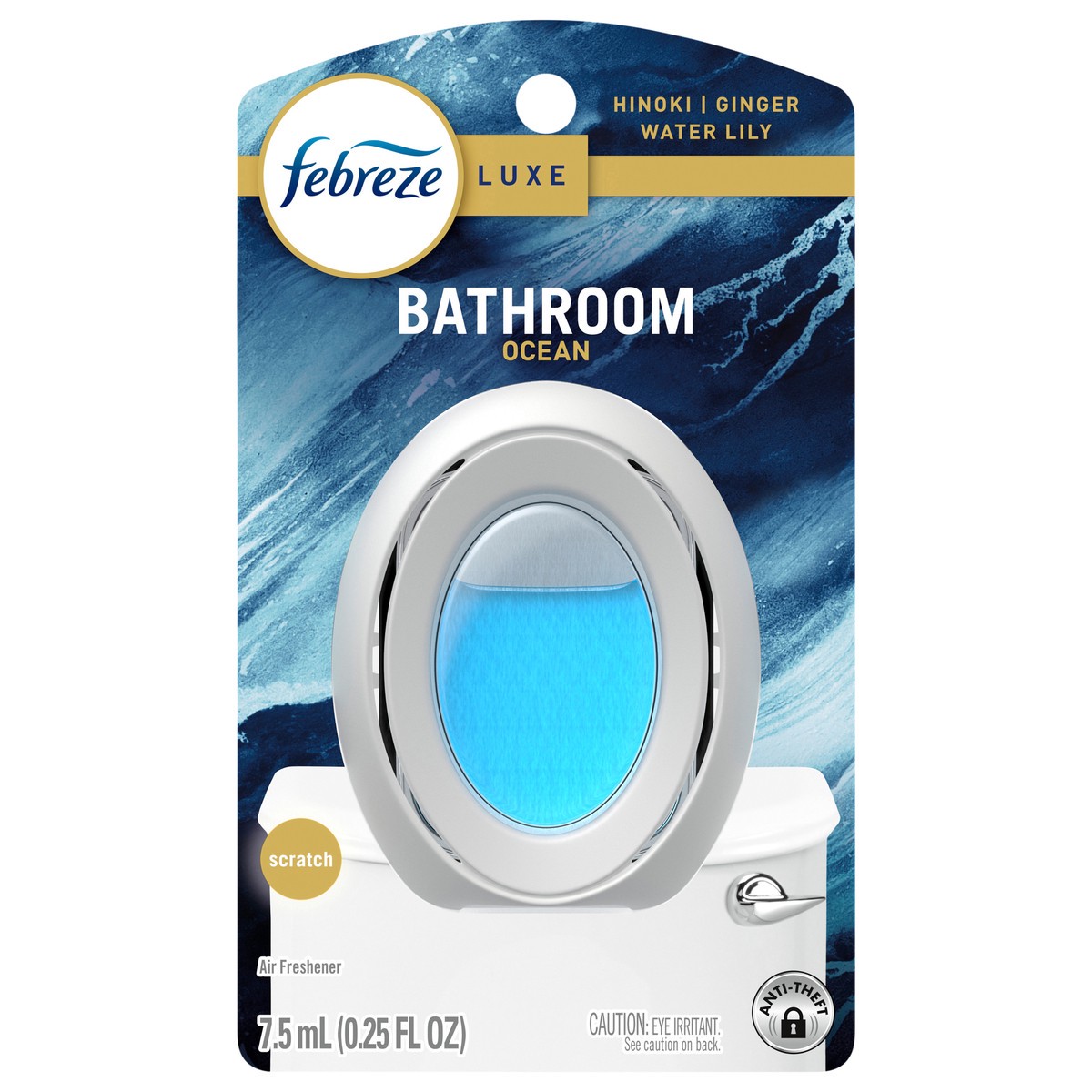 slide 1 of 6, Febreze BATH Air Freshener, Odor-Fighting, Ocean Scent, 1 Count, 0.25 fl oz