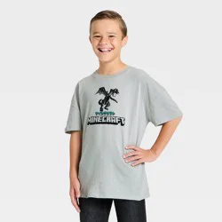Boys' Minecraft Endor Dragon Graphic T-Shirt - Silver M