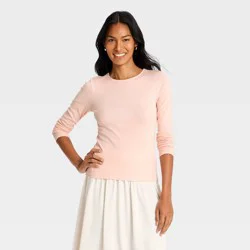 Women's Refined Ribbed Top - A New Day™ Pink M