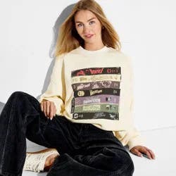 Women's Crewneck Universal Monsters Graphic Pullover Sweatshirt - Off-White M