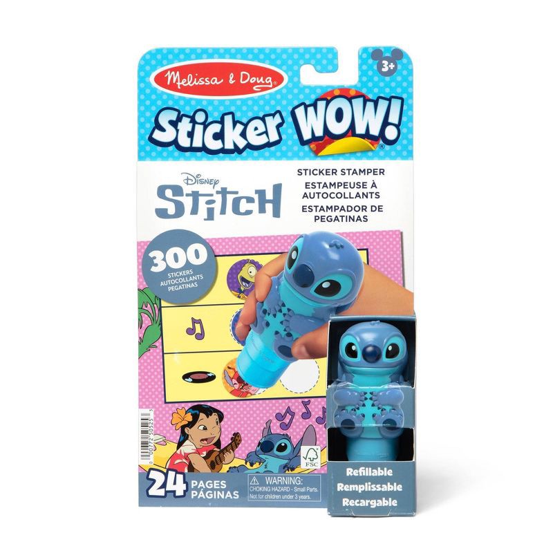 slide 1 of 7, Melissa & Doug Sticker WOW! 24-Page Activity Pad and Sticker Stamper with 300 Stickers - Disney Stitch, 1 ct