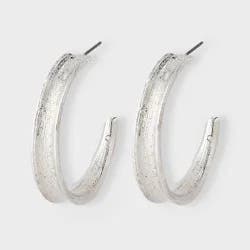 Thick Texture C-Hoop Earrings - Universal Thread™ Silver
