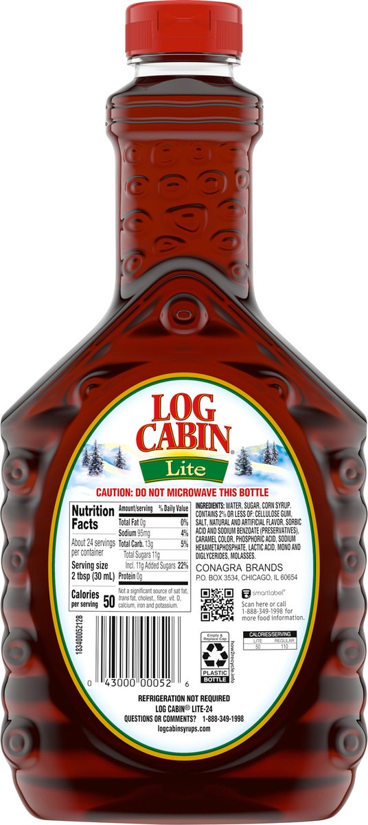 slide 5 of 9, Log Cabin Syrup Lite, 1 ct