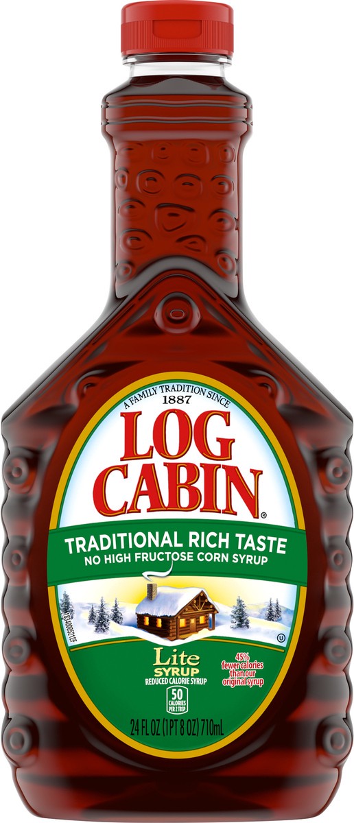 slide 1 of 9, Log Cabin Lite Syrup 24 oz, 24 oz