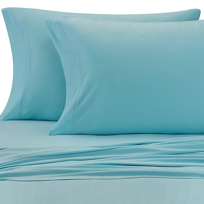 slide 1 of 2, Pure Beech Jersey Knit Modal Twin Sheet Set - Aqua, 1 ct