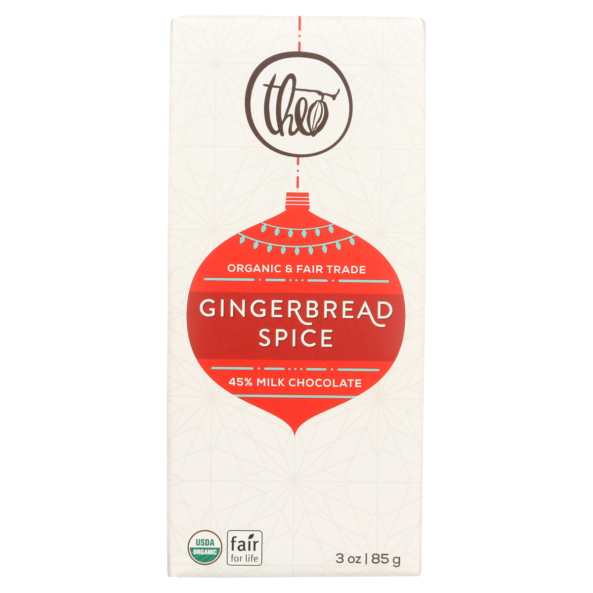 slide 1 of 1, Theo Organic & Fair Trade Gingerbread Spice Milk Chocolate Bar, 3 oz