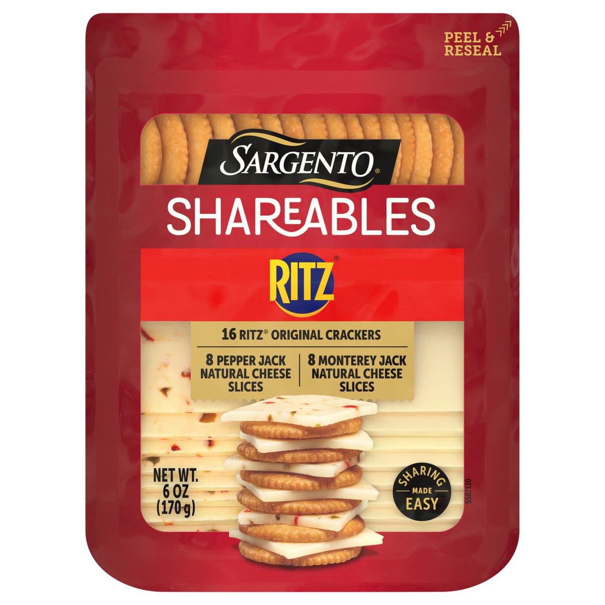 slide 8 of 14, Sargento Shareables Pepper Jack/monterey Jack Sliced Cheese With Ritz Crackers, 6 Oz - 6 OZ, 6 oz