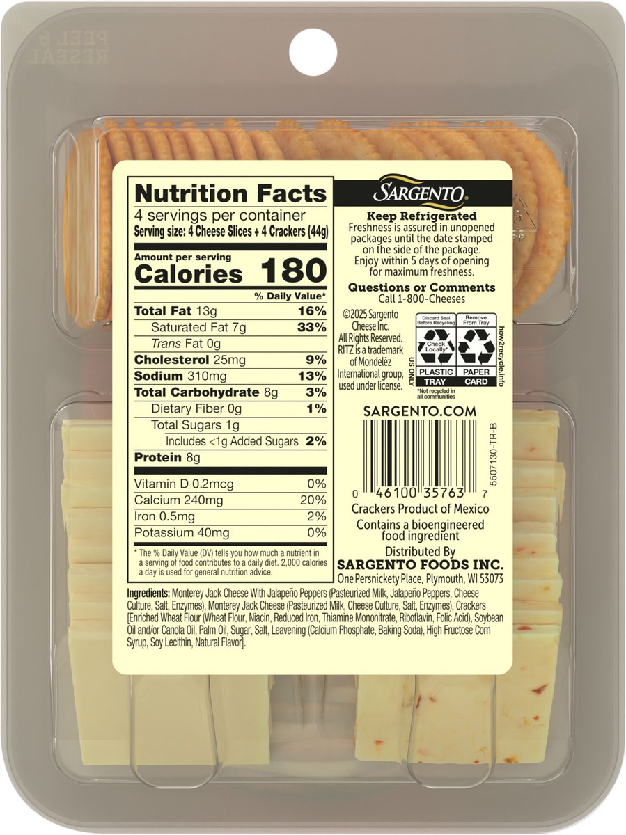 slide 14 of 14, Sargento Shareables Pepper Jack/monterey Jack Sliced Cheese With Ritz Crackers, 6 Oz - 6 OZ, 6 oz