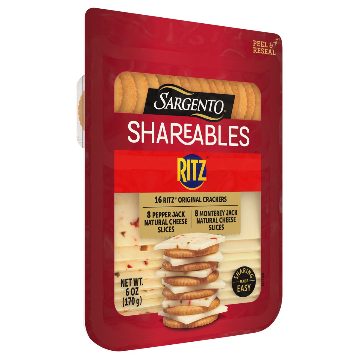 slide 10 of 14, Sargento Shareables Pepper Jack/monterey Jack Sliced Cheese With Ritz Crackers, 6 Oz - 6 OZ, 6 oz