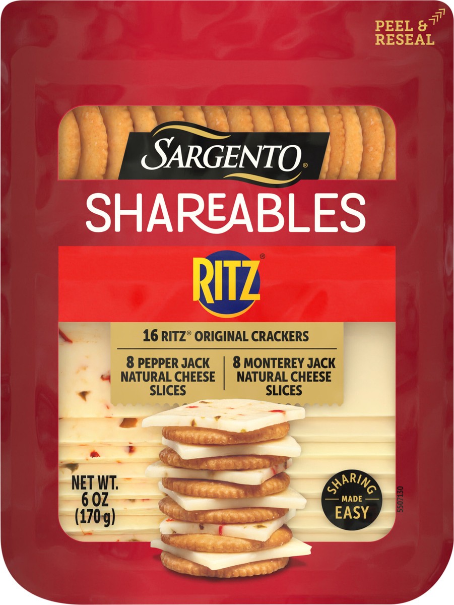slide 7 of 14, Sargento Shareables Pepper Jack/monterey Jack Sliced Cheese With Ritz Crackers, 6 Oz - 6 OZ, 6 oz
