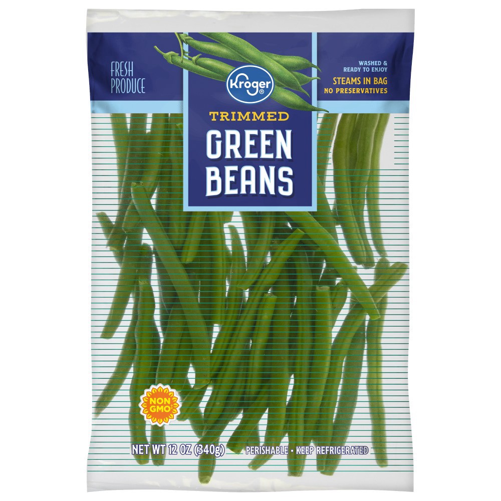 slide 1 of 2, Kroger Trimmed Green Beans, 12 oz