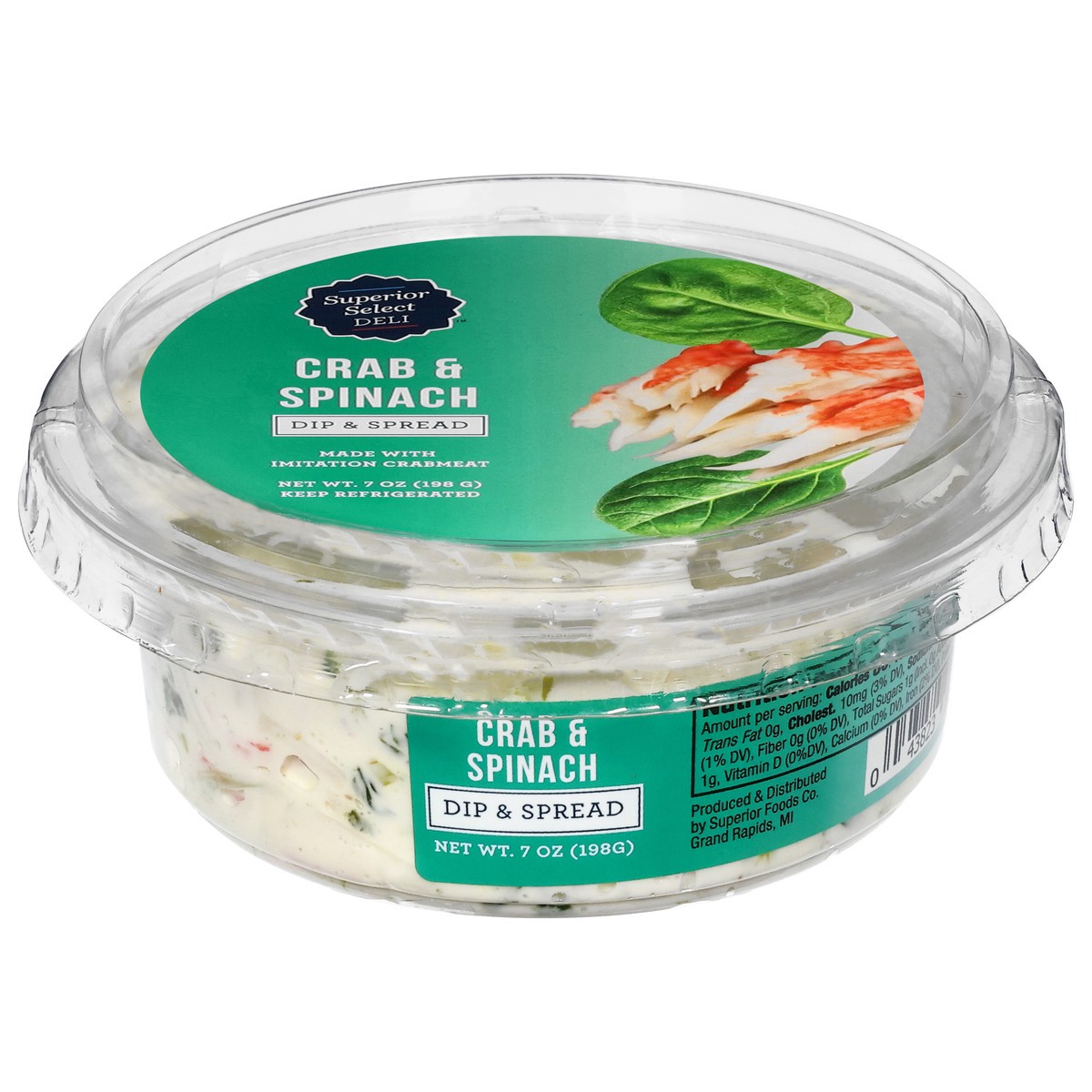 slide 1 of 14, Superior Select Crab & Spinach Dip & Spread 7 oz, 7 oz