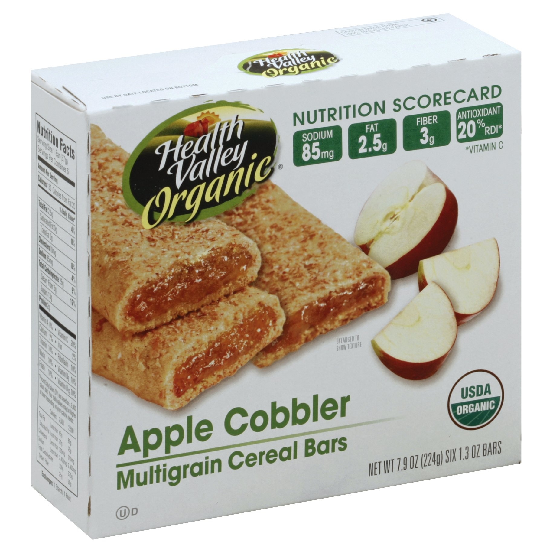 slide 1 of 1, Health Valley Organic Apple Cobbler Multigrain Cereal Bars, 6 ct; 7.9 oz