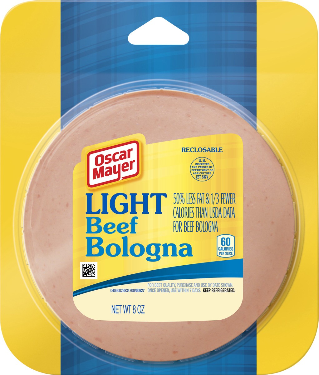 slide 2 of 2, Oscar Mayer Light Beef Bologna Sliced Lunch Meat with 50% Less Fat Pack, 8 oz