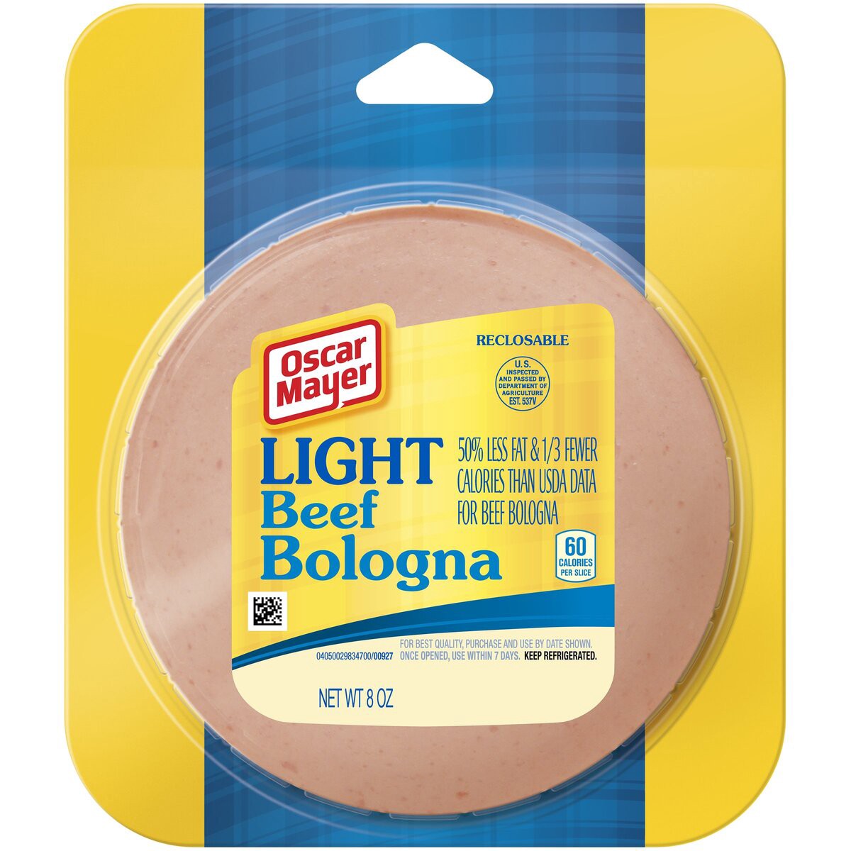 slide 1 of 2, Oscar Mayer Light Beef Bologna Sliced Lunch Meat with 50% Less Fat Pack, 8 oz