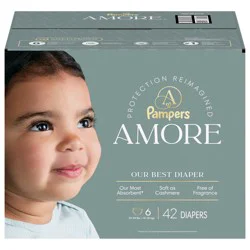 Pampers Amore Size 6 Baby Diapers 23-44 lb, 42 Count