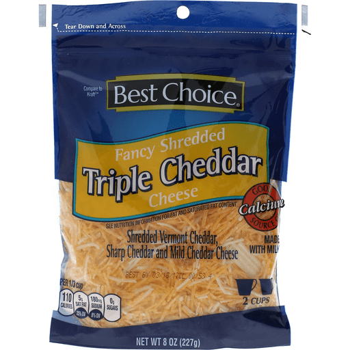 slide 1 of 1, Best Choice Fancy Shredded Triple Cheddar Cheese, 8 oz