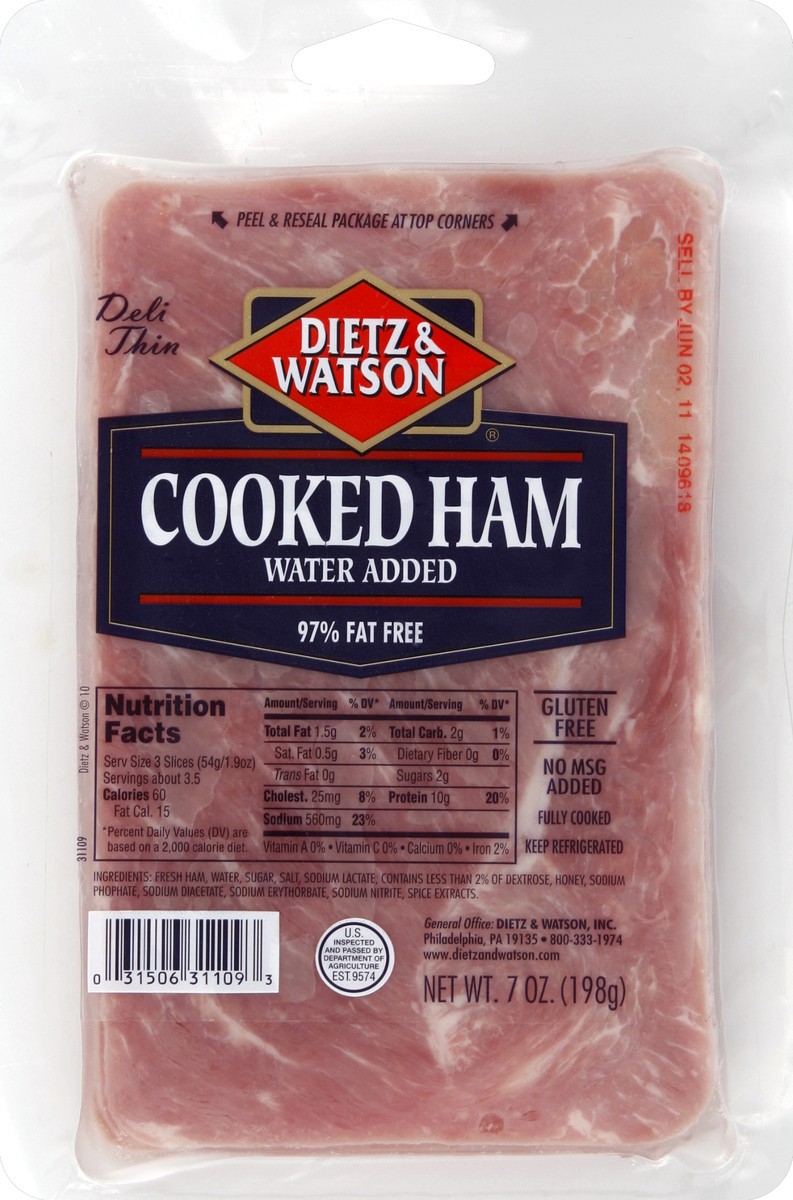 slide 3 of 3, Dietz & Watson Gourmet Lite Cooked Ham, 7 oz