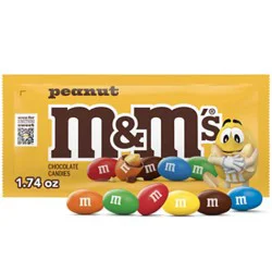 M&m's Peanut Milk Chocolate Candy Full Size Pouch - 1.74 Oz