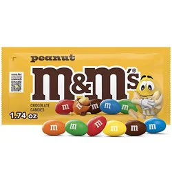 M&m's Peanut Milk Chocolate Candy Full Size Pouch - 1.74 Oz
