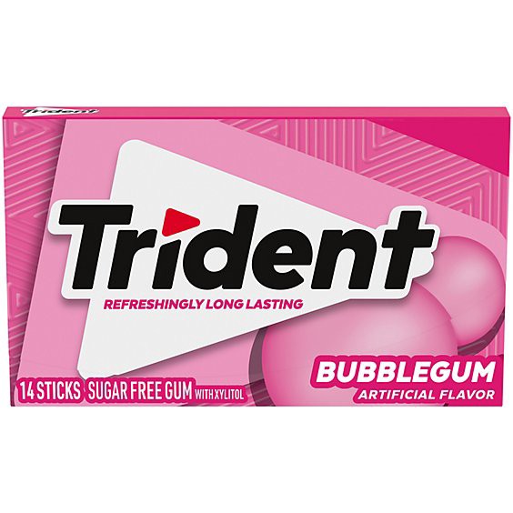 slide 1 of 13, Trident Gum Sugar Free With Xylitol Bubblegum - 14 Count, 14 ct