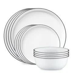 Corelle 12pc Modern Onyx Rim Dinnerware Set