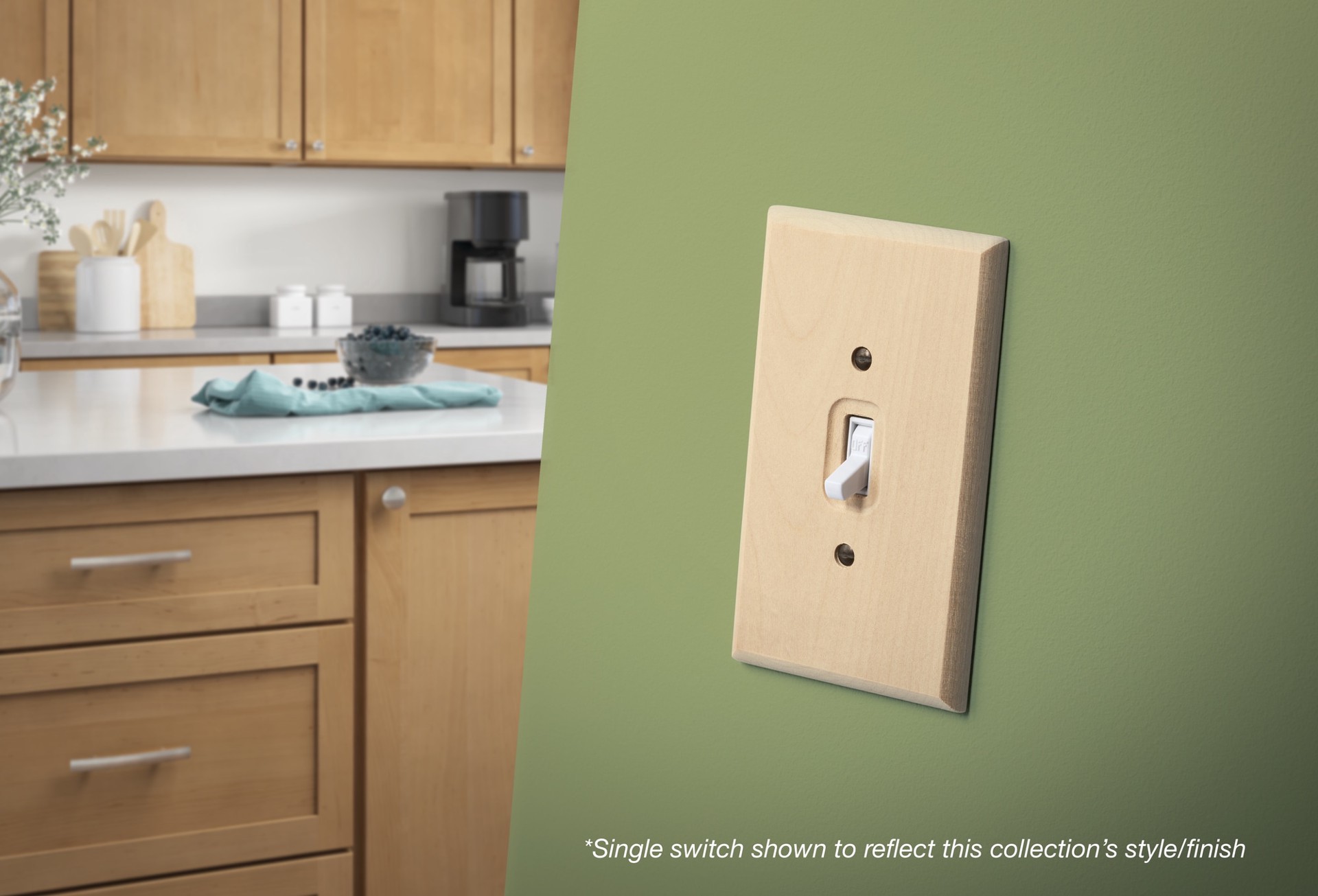 slide 2 of 6, allen + roth Wood Square 2 -Gang Midsize Size Light wood Wood Indoor Decorator Wall Plate, 1 ct