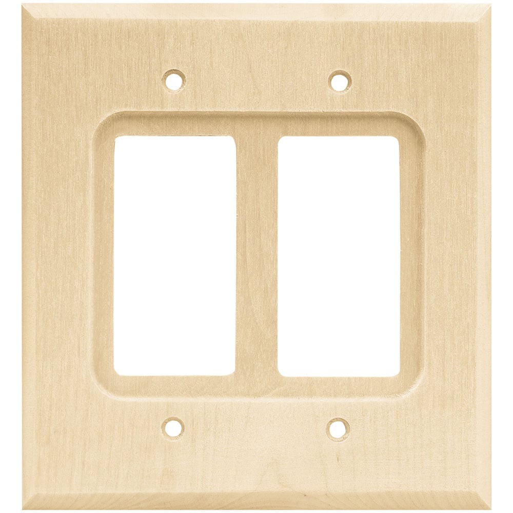 slide 1 of 6, allen + roth Wood Square 2 -Gang Midsize Size Light wood Wood Indoor Decorator Wall Plate, 1 ct