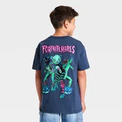 Boys' Fortnite Halloween Oversized Front and Back Graphic T-Shirt - Navy Blue S