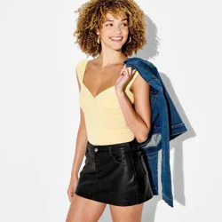 Women's Faux Leather 5-Pocket Mini Bodycon Skirt - Wild Fable™ Black 4