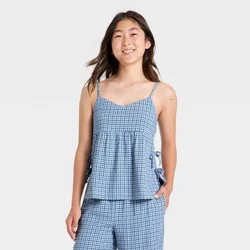 Girls' Babydoll Woven Plaid Cami - art class™ Blue L