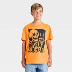 Mad Engine Boys' "BOO-YAH!" Halloween Oversized Graphic T-Shirt - Orange XL