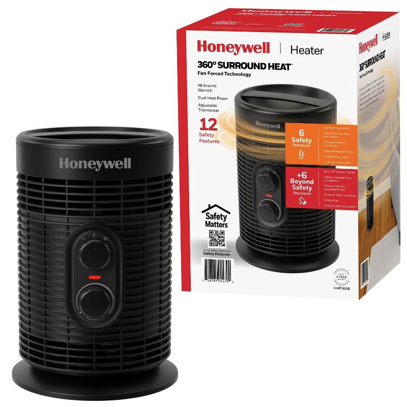 slide 1 of 8, Honeywell 360 Surround Fan-Forced Heater Black, 1 ct